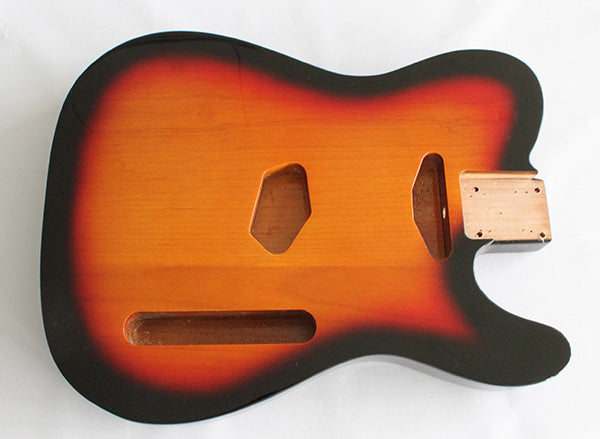 Tele Guitar Body,Alder Wood, Sunburst 3T Gloss Finish,Not drilled string Through Body Ferrule holes