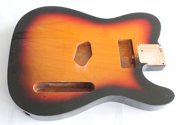 Tele Guitar Body,Alder Wood, Sunburst 3T Gloss Finish,"P90" Neck Pickup Cavity for Tele Single Neck pickup or P90 pickup,Not drilled string Through Body Ferrule holes