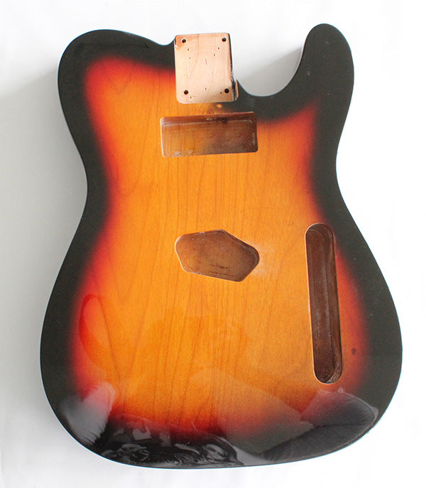 Tele Guitar Body,Alder Wood, Sunburst 3T Gloss Finish,"P90" Neck Pickup Cavity for Tele Single Neck pickup or P90 pickup,Not drilled string Through Body Ferrule holes