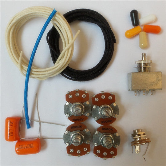 Wiring Kit,for Les Paul LP custom,Alpha A / B 500K pot,3 Way Box Style Switch,0.023 Orange capacitor,Wire