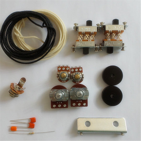 New Wiring Kit,for Jaguar custom,Pots,Black Slide Switch,bracket,rollder knob,Capacitor,Wire,with 56K Resistor
