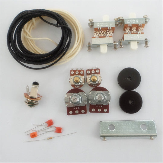New Wiring Kit,for Jaguar custom,Pots,White Slide Switch,bracket,rollder knob,Capacitor,Wire,with 56K Resistor