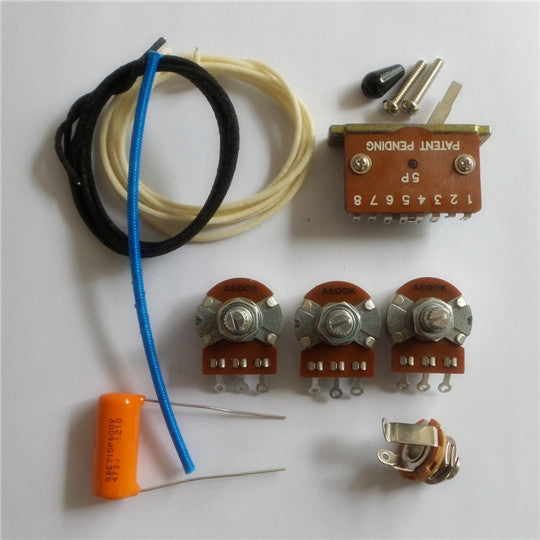 Wiring Kit,for Strat custom,Alpha A500K pot,Good Level Switch,Orange 0.047 capacitor and volume kit,Wire,#WK-ST66