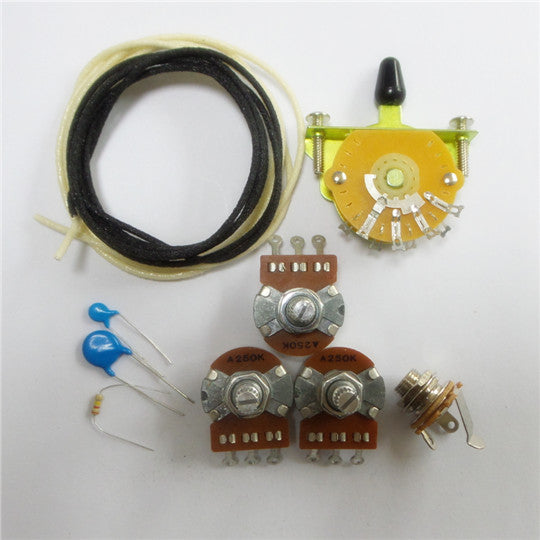 Wiring Kit,for Strat custom,Alpha A250K pot,Quality Level Switch,Ceramic 0.022 capacitor and volume kit,Wire,#WK-ST60