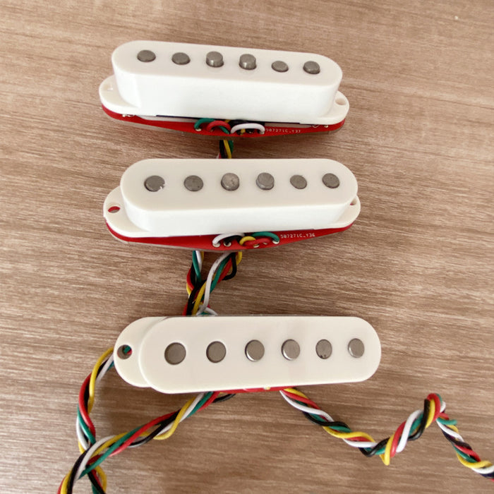 Eric Custom,New Noiseless-07 White,Noiseless Double Coils,Normal Single coil Height size 16mm,Sweet Bright Humbucker Sound,Neck/Middle/Bridge,White Single Staggered Pickup,vintage Cloth Wire, (Alnico5 Rods)