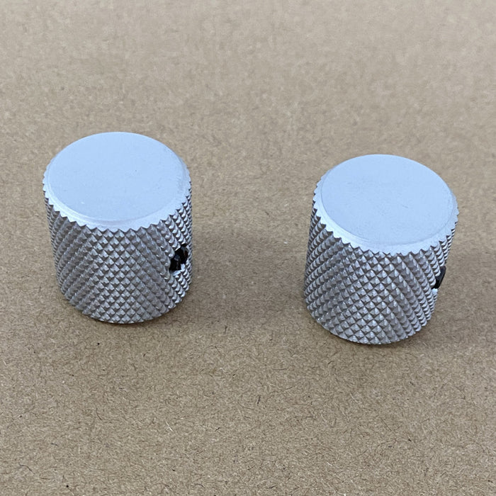 2Pcs*Satin Chrome,Screw style,for CTS 1/4"(6.35mm) diameter solid shaft pots,Flat Top Knob,Solid Metal