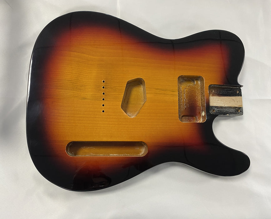 Tele Guitar Body,Alder Wood,Sunburst 3T Gloss Finish,For Active Pickup,with Battery Box cavity on the back