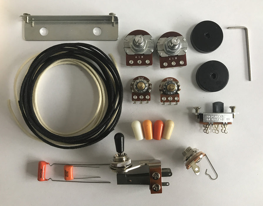 Wiring Kit,for USA Fender Jazzmaster custom, Pots,Slide Switch,Right Angle toggle switch,bracket,rollder knob,Capacitor,Wire