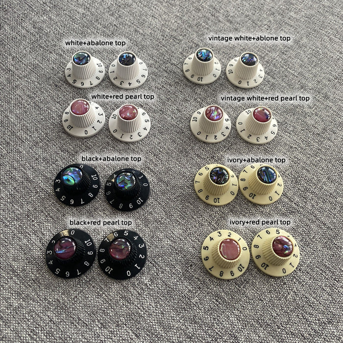 1 Volume and 1 Tone,with pearl top,Jazzmaster Witch Hat Knob for both Inch CTS Knurling shaft and Metric Knurling shaft potentiometers