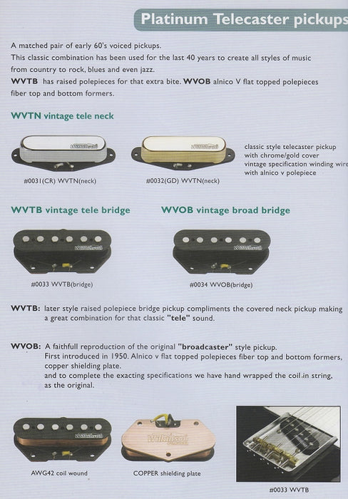 Wilkinson WVOB vintage Broad Broadcaster Telecaster Bridge Pickup,Alnico