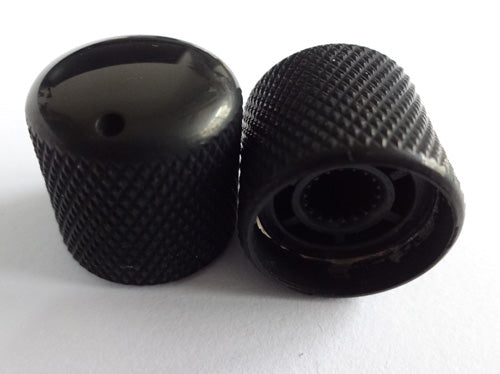 2Pcs*Dome Top Knob,with dot marker on Top,Fit 6mm Knurling shaft Asian made pots,Black