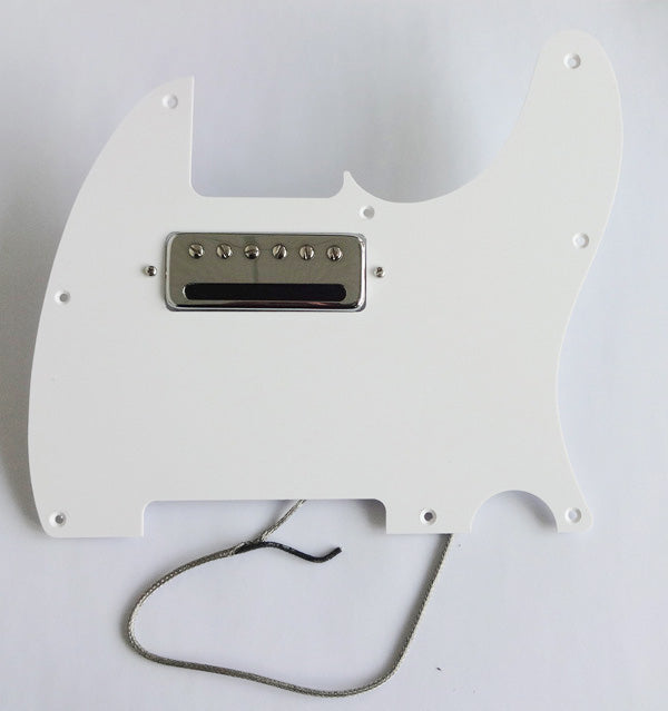 Wider Size Mini Humbucker Pickup,Chrome,Alnico V,and with matched 1 ply pickguard,Color Choice:White or Black