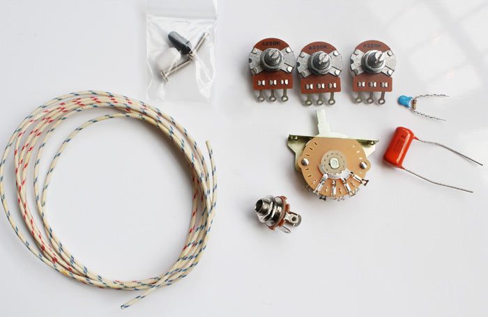 Wiring Kit,for Strat custom,Alpha A250K pot,Quality Level Switch,Orange 0.022 capacitor and volume kit,Wire,#WK-ST61