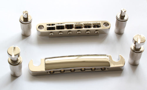 Kit,Nickel Tune-O-Matic Bridge and Tail, for Les Paul guitar,Curved Bottom Base,#BM-022+TS-001-NICKEL