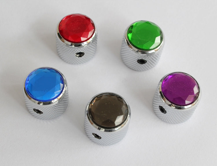 2Pcs*Multi Small Diamond shape Dome Top Knob,Chrome Solid Metal,Screw style,for CTS 1/4"(6.35mm) diameter solid shaft pots,#65270,Red/Green/Purle/Light Black/Blue