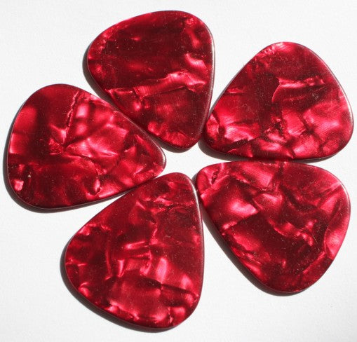 5Pcs* Celluloid Red Pearl Guitar Picks 1.2mm,351 size