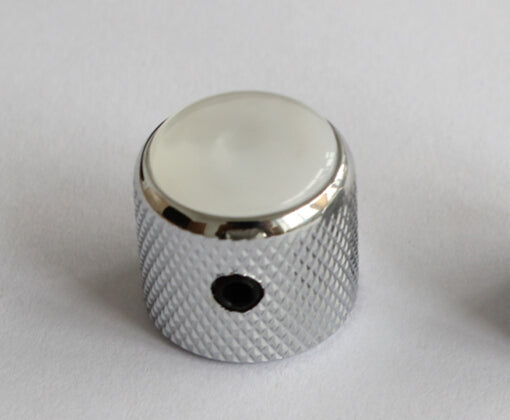 2Pcs*Pearl White Dome Top Knob,Chrome Solid Metal,Screw style,for CTS 1/4"(6.35mm) diameter solid shaft pots,#65270,Chrome