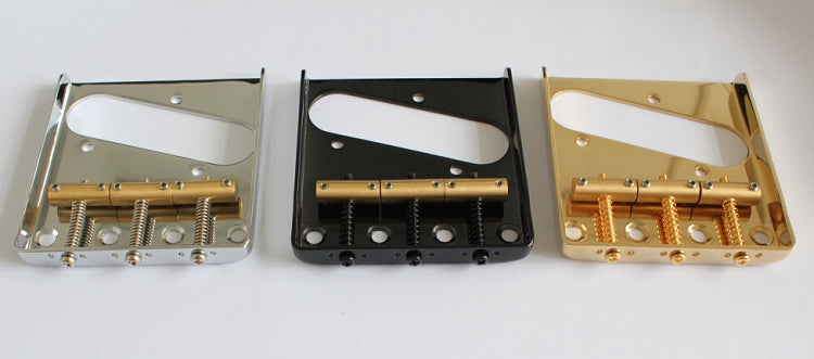 Tele Bridge Round Brass 3 saddles String through Guitar body or String on Bridge,Finish:Chrome/Black/Gold