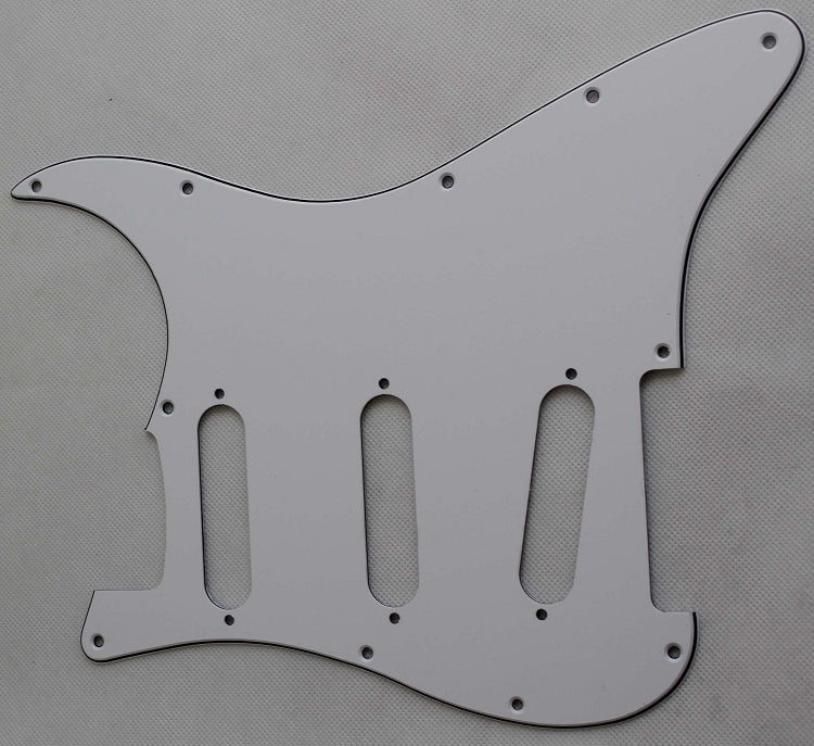 Stratocaster Standard pickguard 3ply White fits fender,but no potentiometer mounting holes,no level switche square hole