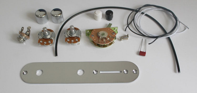 Telecaster Circuit,Pots A250K,Quality 3 Way switch,Capacitor 0.047mf,3pcs Wire,Metal control Plate,Metal Knob,#TCP-X30