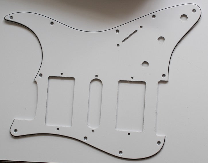White,Strat 2H/1S(HSH) pickguard,Fits Covered and open Humbucker Pickup